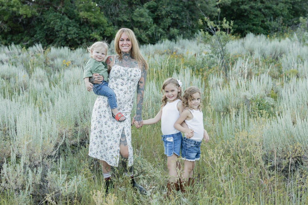 Family photo session near Snowbasin Resort in the mountains of Utah