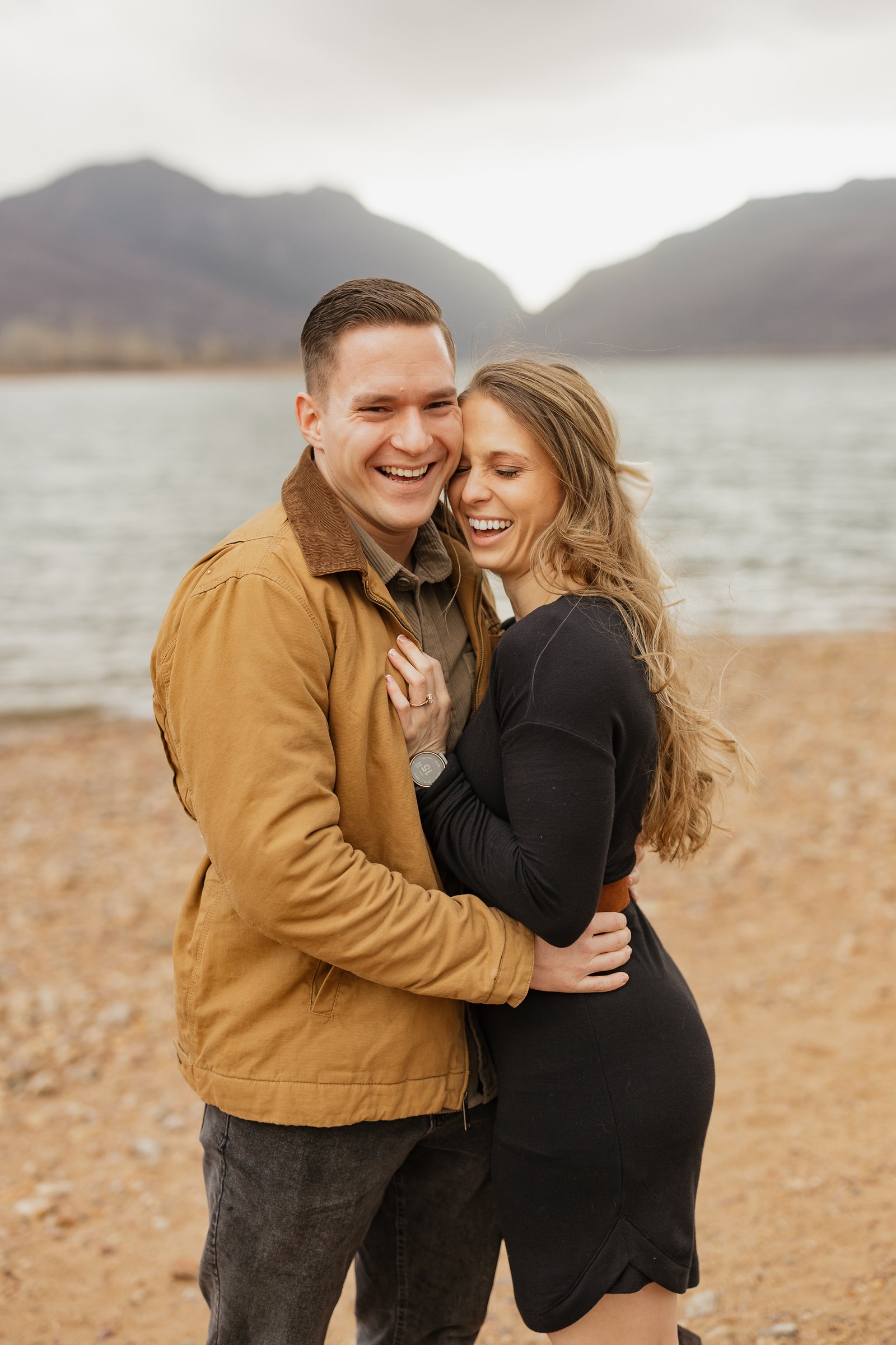 A Rainy Winter Surprise Proposal at Pineview Reservoir | Eden & Huntsville, Utah Photographer