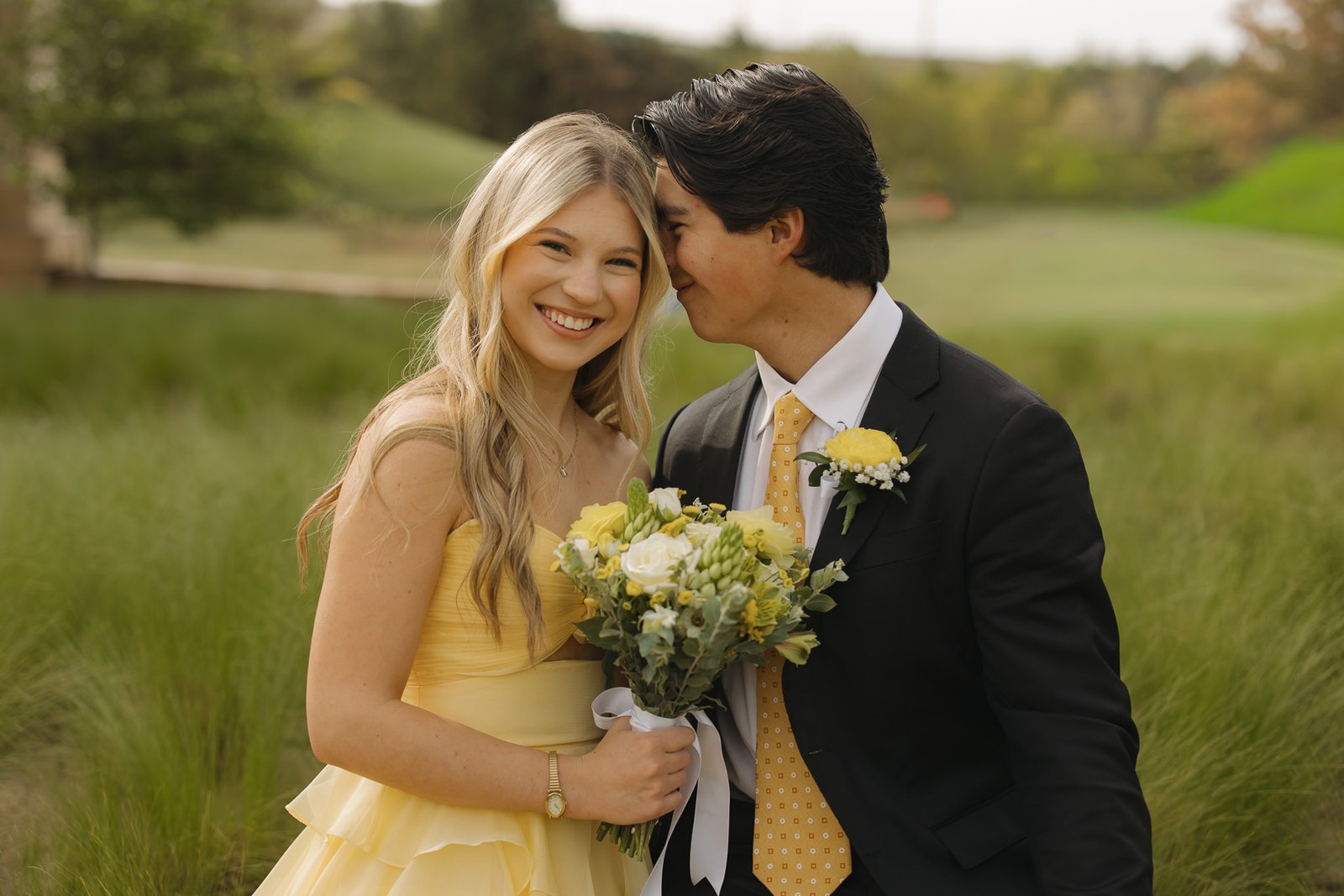 Sydney and Luis celebrate their senior prom at Thanksgiving Point in Lehi Utah