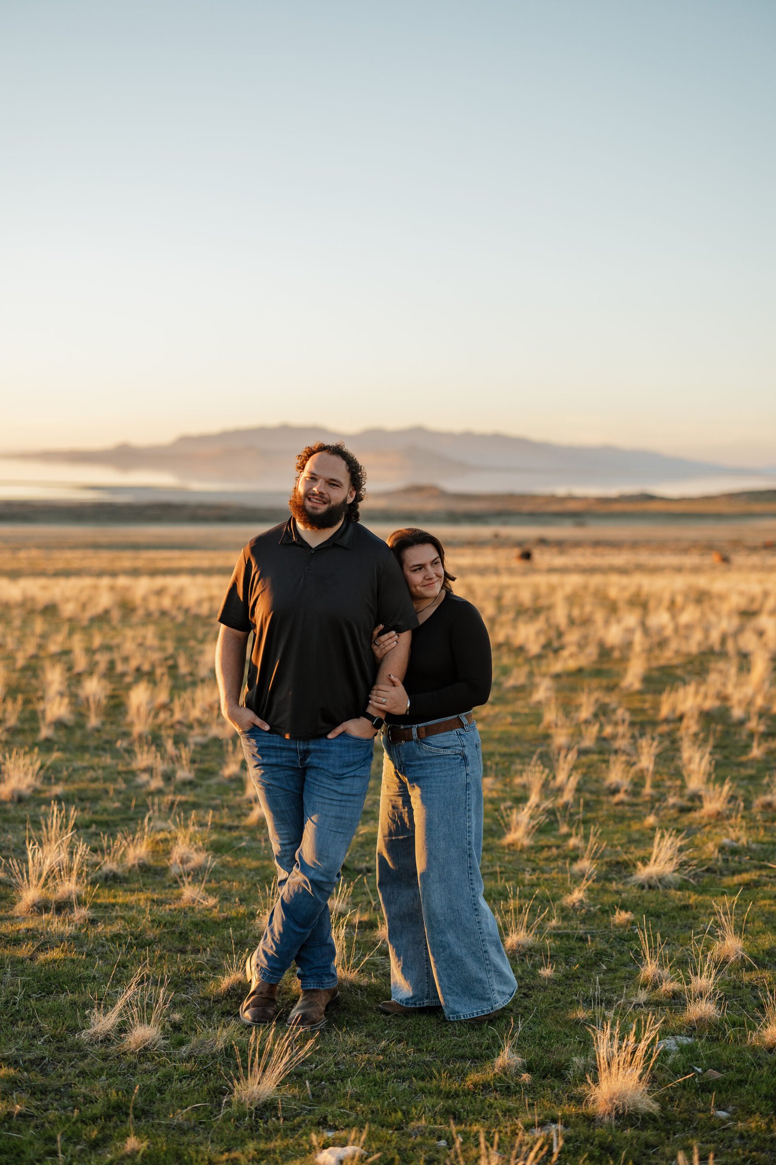 Weston & Lauren’s Sunset Engagement Session at the Great Salt Lake and Antelope Island